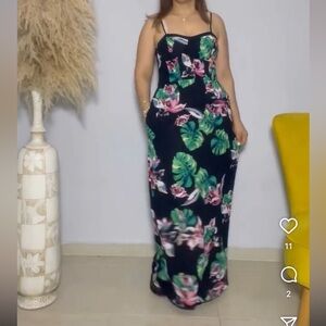 Xhilaration Black Floral Maxi Dress